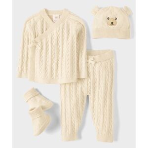 Baby Cable Knit Bear 4-Piece Outfit Set - Homegrown By Gymboree - Tan